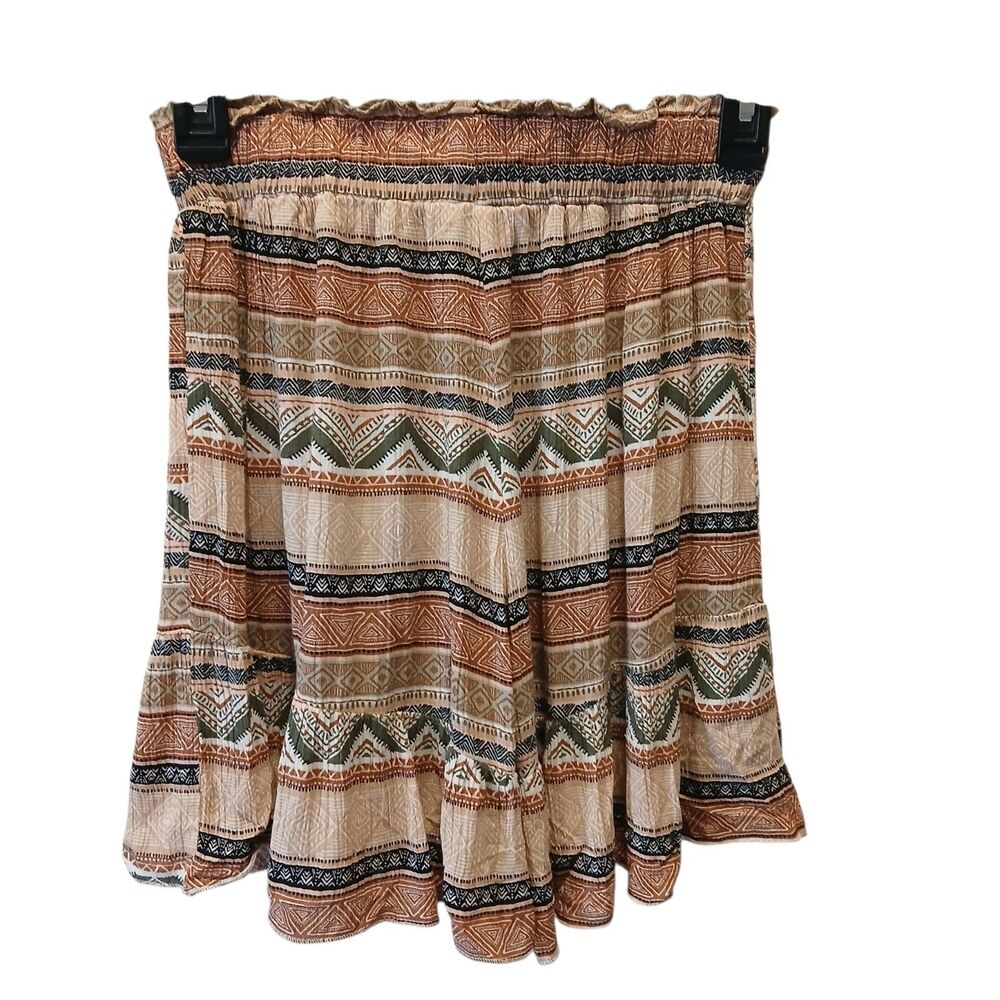 POL Womens Small  Pull On Shorts Flowy Aztec Print Multicolor Ruffle Hem Boho